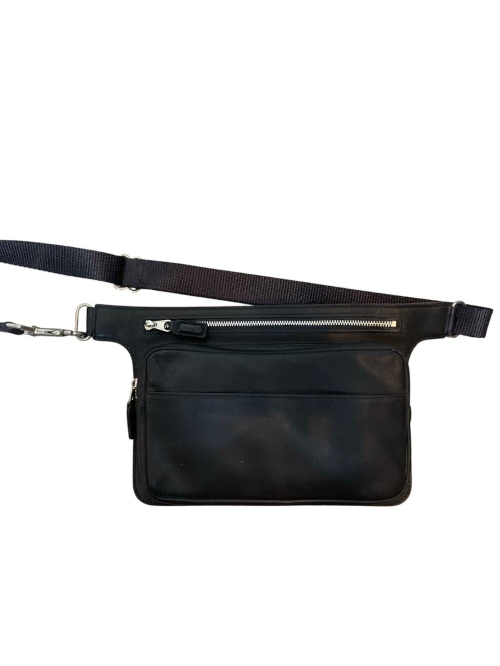 COACH Vintage Y2K 90s Black Leather Belt Bag Fanny Pack Crossbody Purse